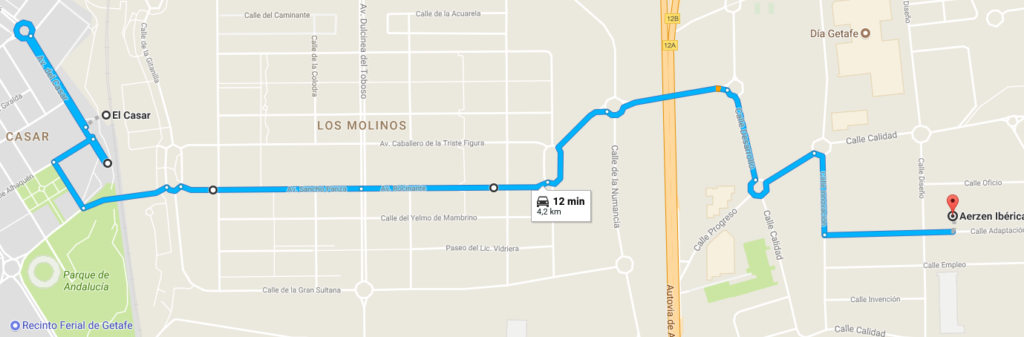 Recorrido de casa a la oficina